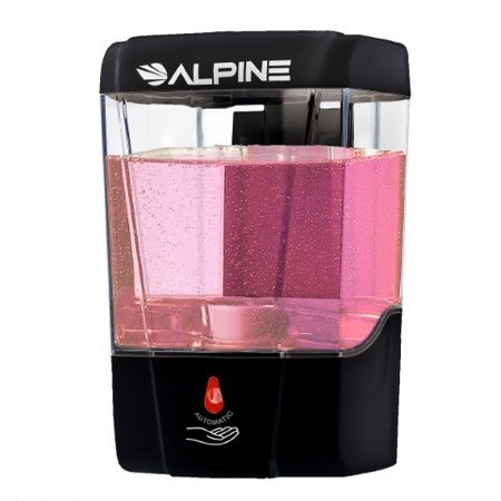 Alpine Industries Auto Transparent Gel Hand Sanitizer/Liquid Soap Dispenser, 700mL, Black 432-1-BLK